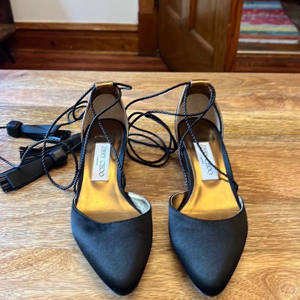 Black and Gold Size 37 Jimmy Choo flats
